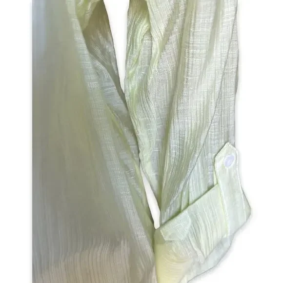NWT- Chico’s Sheer Delight Emaline L/S Top In Soft Lime- Size 3 (XL) - Picture 5 of 14